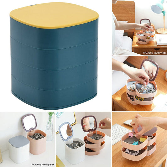 Rotatable 4 Layer Jewellery Organizer With Mirror