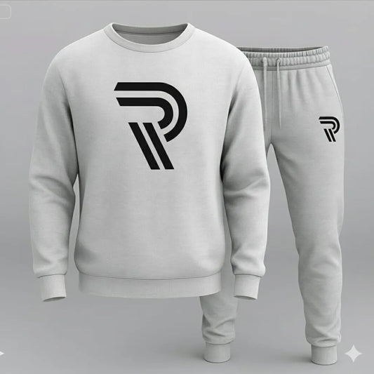 2 Pcs Men's Fleece Printed Sweatshirt Track Suit