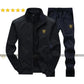 Men's Fleece Track Suit -2 Pcs - Black - Plan collar design