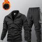 2 Pcs Men's fleece plain zipper Tracksuit