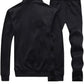 Men's Fleece Track Suit -2 Pcs - Black - Plan collar design